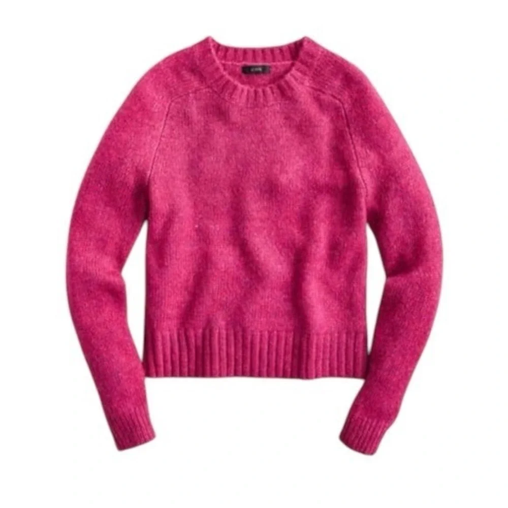 J. CREW Alpaca Blend Crewneck Sweater Pink‎ Merino Wool Heathered Fuchsia Medium